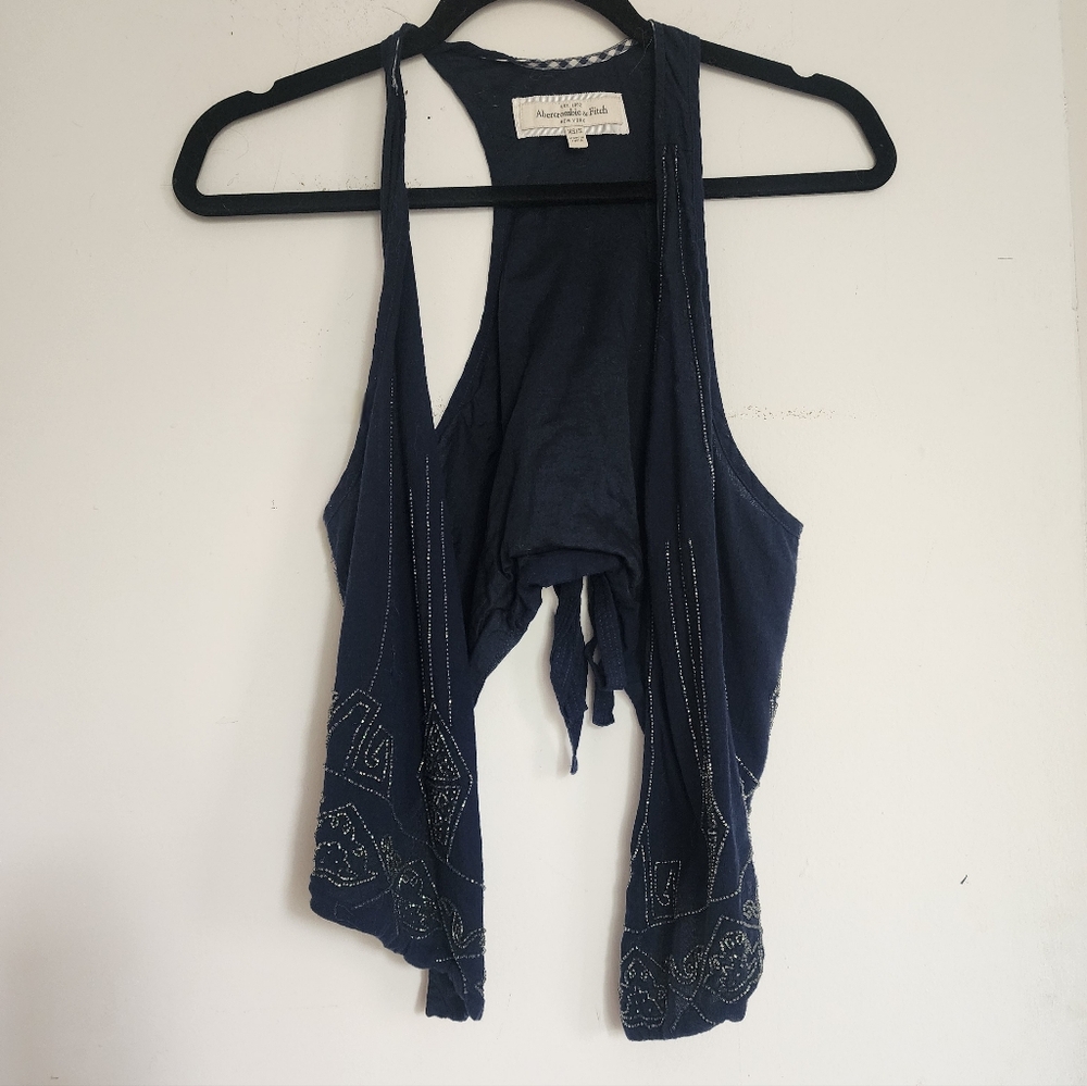 Vintage Abercromie & Fitch Blue Sparkle Vest Size XS/S